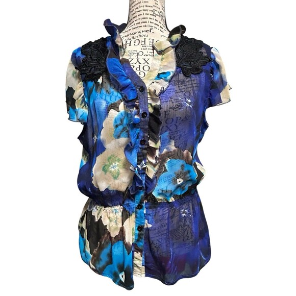 NY Collection Women’s Fairy Sheer Ruffle Embroidered Y2K Whimsigoth Large - Picture 1 of 8